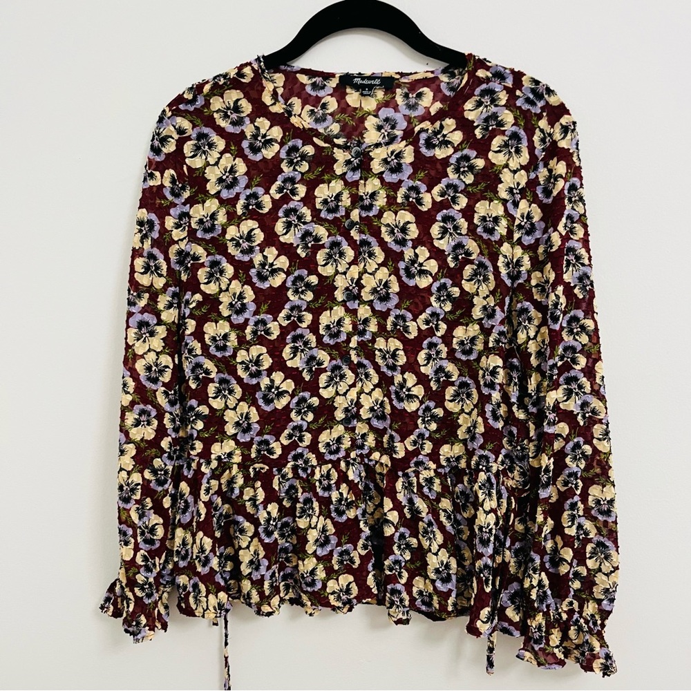 Madewell Drawstring Ruffle-Hem Top - Picture 2 of 7